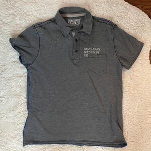 DKNY Striped Gray Polo Shirt